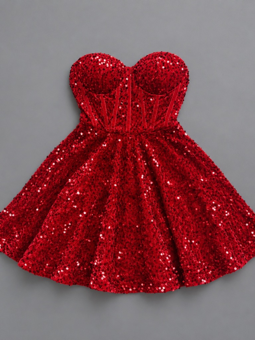 Red Sequin Corset Mini Dress Size XS NWT